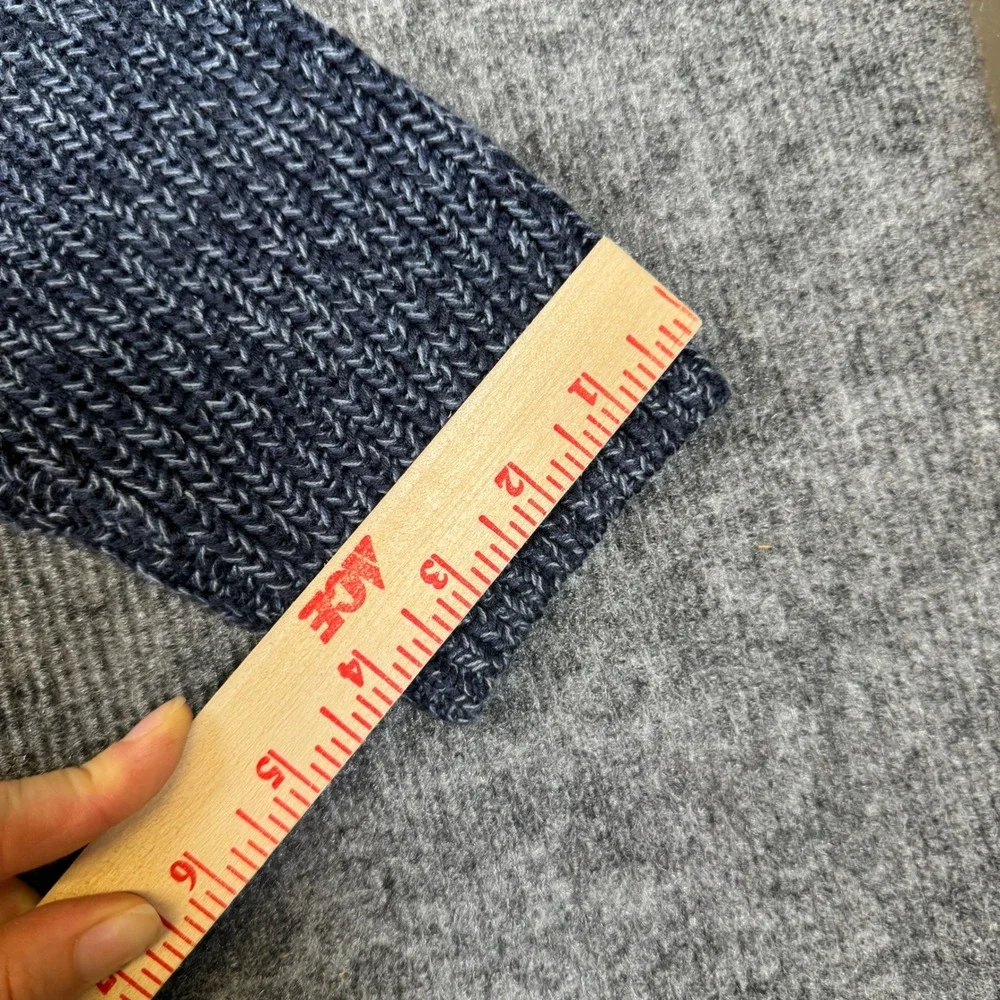 LL Bean Mens Henley Sweater Blue Marled Cotton Knit Pullover 0BJA9 Medium Reg